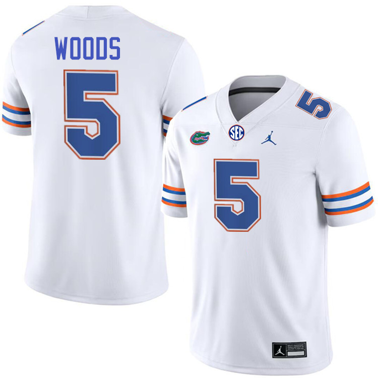 Jayden Woods Florida Jersey,Florida Gators #5 Jayden Woods Uniforms,Jersey Youth-White